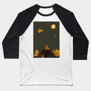 Night under the moon. Outdoor lovers design. Camping in mountains. Sun & Moon Artwork With mountains. Boho art of moon at night and terracotta mountains. Baseball T-Shirt